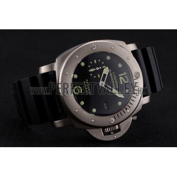 Swiss Panerai Luminor Submersible Black Dial Stainless Steel Case Black Rubber Strap Replica