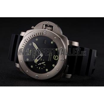 Swiss Panerai Luminor Submersible Black Dial Stainless Steel Case Black Rubber Strap Replica