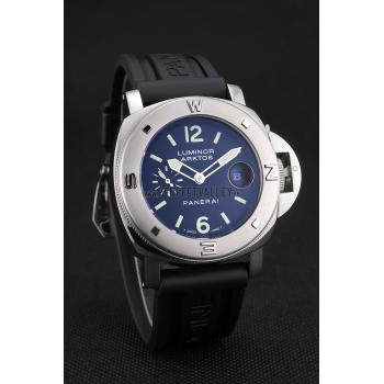 Panerai Luminor Brushed Stainless Steel Case Black Dial Black Rubber Strap 98165 Replica