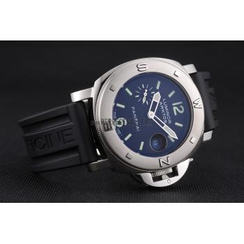 Panerai Luminor Brushed Stainless Steel Case Black Dial Black Rubber Strap 98165 Replica