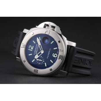 Panerai Luminor Brushed Stainless Steel Case Black Dial Black Rubber Strap 98165 Replica