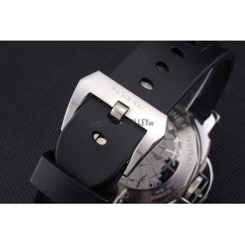 Panerai Luminor Brushed Stainless Steel Case Black Dial Black Rubber Strap 98165 Replica