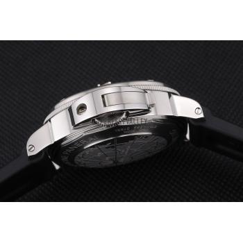 Panerai Luminor Brushed Stainless Steel Case Black Dial Black Rubber Strap 98165 Replica