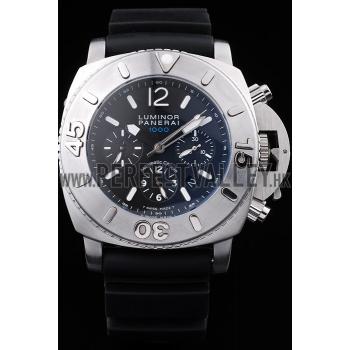 Panerai Luminor Brushed Stainless Steel Case Black Dial Black Rubber Strap 98167