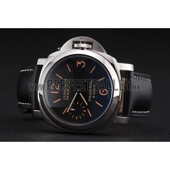 Panerai Luminor Marina 8 Days Black Dial Stainless Steel Case Black Leather Strap