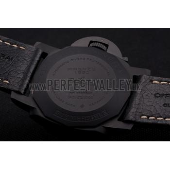 Swiss Panerai Luminor Submersible 3 Days Black Dial Black Case Black Leather Strap Replica