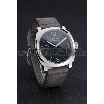 Panerai Luminor Stainless Steel Bezel Grey Leather Bracelet  622323