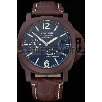 Panerai  Luminor Brown Leather Strap Black Dial 80162