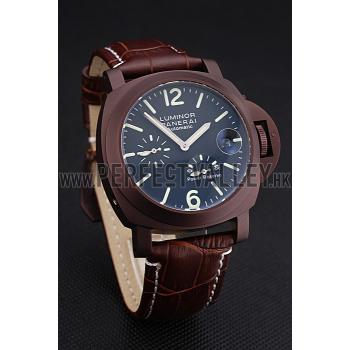 Panerai  Luminor Brown Leather Strap Black Dial 80162