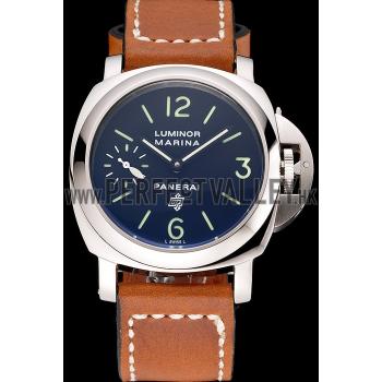 Panerai Luminor Marina Stainless Steel Bezel Brown Leather Bracelet  622313