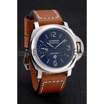 Panerai Luminor Marina Stainless Steel Bezel Brown Leather Bracelet  622313