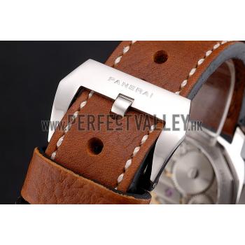 Panerai Luminor Marina Stainless Steel Bezel Brown Leather Bracelet  622313