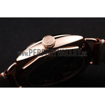 Panerai Radiomir Rose Gold Case Black Dial Brown Leather Strap 98137 Replica