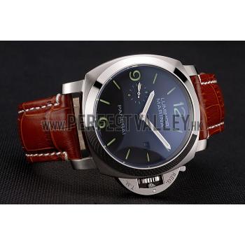 Panerai Luminor Marina 1950 Black Dial Brushed Steel Case Light Brown Leather Strap