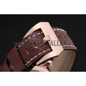 Panerai Luminor Marina 8 Days Black Dial Rose Gold Case Brown Leather Strap Replica