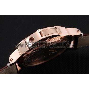 Panerai Luminor Marina 8 Days Black Dial Rose Gold Case Brown Leather Strap Replica