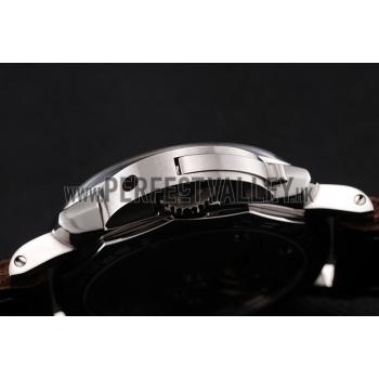 Swiss Panerai Luminor Black Dial Stainless Steel Case Brown Leather Strap 1453854