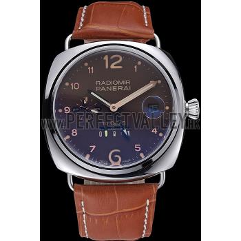 Panerai Radiomir Stainless Steel Bezel Cognac Leather Bracelet  622327