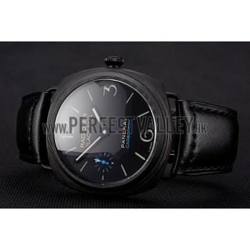 Swiss Panerai Radiomir Black Seal Carbotech Black Dial Black Case Black Leather Strap