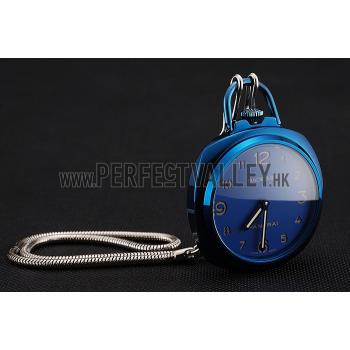 Swiss Panerai Radiomir Pocket Watch Blue Dial Blue Plated Case Stainless Steel Chain 1453741