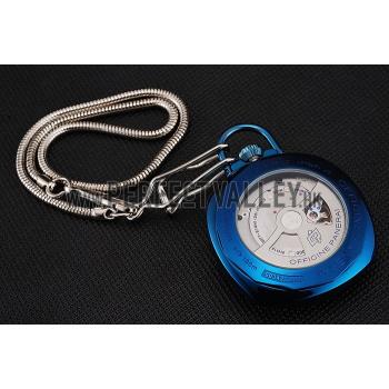 Swiss Panerai Radiomir Pocket Watch Blue Dial Blue Plated Case Stainless Steel Chain 1453741