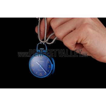 Swiss Panerai Radiomir Pocket Watch Blue Dial Blue Plated Case Stainless Steel Chain 1453741