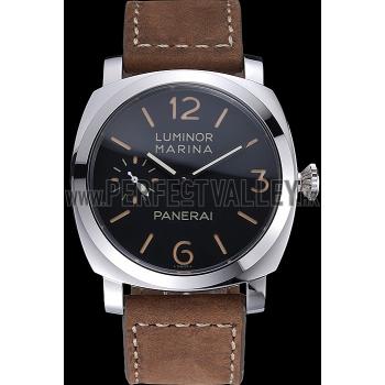 Panerai Luminor Marina Stainless Steel Bezel Khaki Leather Bracelet  622322