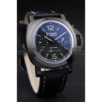 Replica Panerai Luminor Black Ionized Stainless Steel Case Black Dial Black Leather Strap 98162