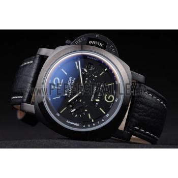 Replica Panerai Luminor Black Ionized Stainless Steel Case Black Dial Black Leather Strap 98162