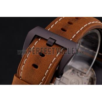 Replica Swiss Panerai Luminor Marina 1950 3 Days Brown Dial Black Case Brown Leather Strap