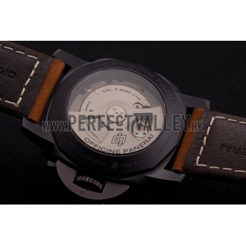 Replica Swiss Panerai Luminor Marina 1950 3 Days Brown Dial Black Case Brown Leather Strap