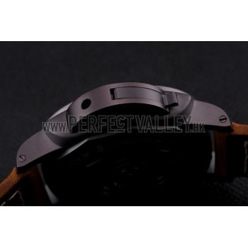 Replica Swiss Panerai Luminor Marina 1950 3 Days Brown Dial Black Case Brown Leather Strap