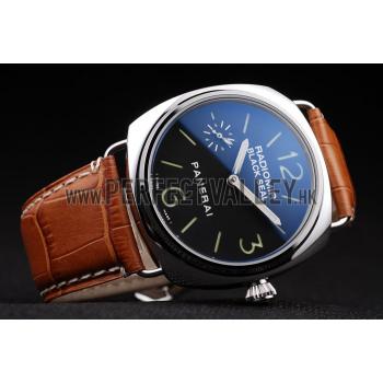 Panerai Radiomir Polished Stainless Steel Case Black Dial Brown Leather Strap 98141