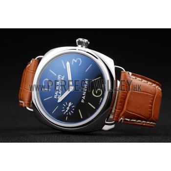 Panerai Radiomir Polished Stainless Steel Case Black Dial Brown Leather Strap 98141