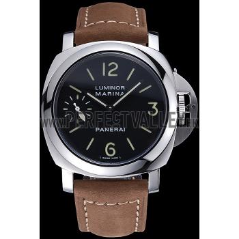 Panerai Luminor Marina Stainless Steel Bezel Khaki Leather Bracelet  622311