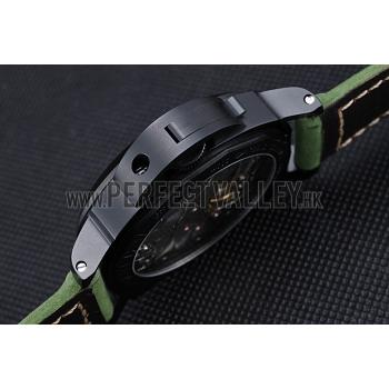 Panerai Luminor Marina Ion Plated Stainless Steel Bezel Green Leather Bracelet  622312 Replica