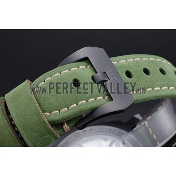 Panerai Luminor Marina Ion Plated Stainless Steel Bezel Green Leather Bracelet  622312 Replica