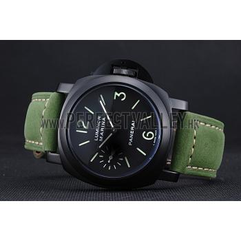 Panerai Luminor Marina Ion Plated Stainless Steel Bezel Green Leather Bracelet  622312 Replica