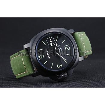 Panerai Luminor Marina Ion Plated Stainless Steel Bezel Green Leather Bracelet  622312 Replica