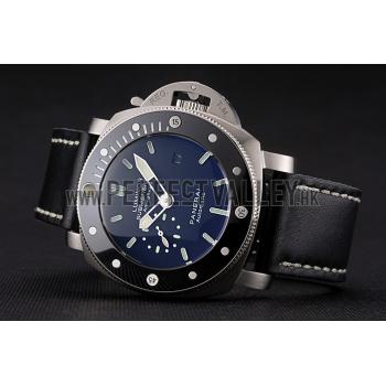 Panerai Luminor Submersible Black Dial Stainless Steel Case Black Bezel Black Leather Strap