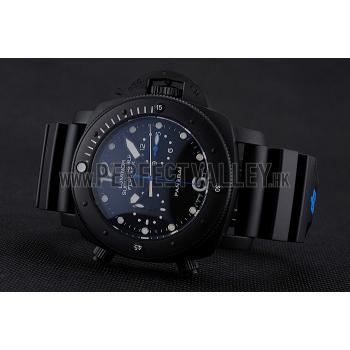 Panerai Luminor Submersible Flyback GMT Black Dial Black Ionized Case Black Rubber Strap