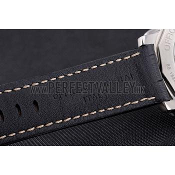 Cheap Panerai Luminor Marina 1950 Black Dial Brushed Steel Case Black Embossed Leather Strap