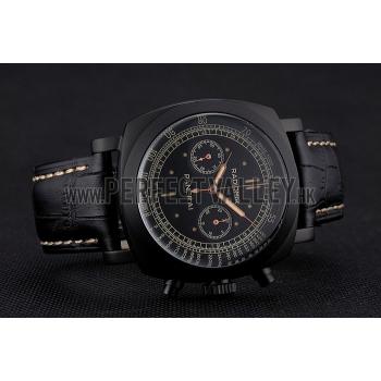 Swiss Panerai Radiomir 1940 Chronograph Black Dial Black Ionized Case Black Leather Strap