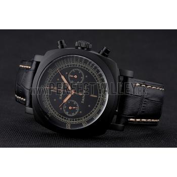 Swiss Panerai Radiomir 1940 Chronograph Black Dial Black Ionized Case Black Leather Strap