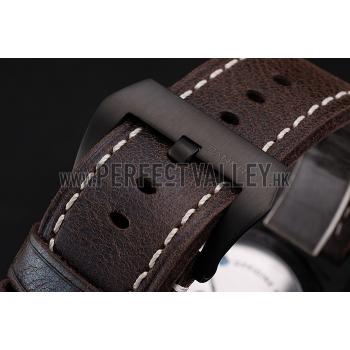 Cheap Swiss Panerai Luminor Black Dial Black PVD Case Brown Leather Strap 1453855