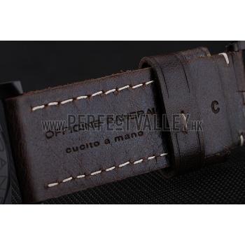 Cheap Swiss Panerai Luminor Black Dial Black PVD Case Brown Leather Strap 1453855