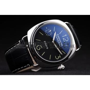 Replica Panerai Radiomir Polished Stainless Steel Case Black Dial Black Leather Strap 98138