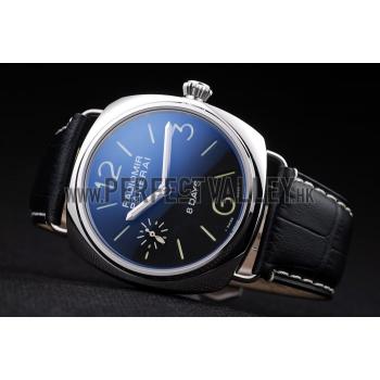 Replica Panerai Radiomir Polished Stainless Steel Case Black Dial Black Leather Strap 98138