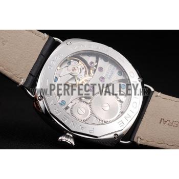 Replica Panerai Radiomir Polished Stainless Steel Case Black Dial Black Leather Strap 98138