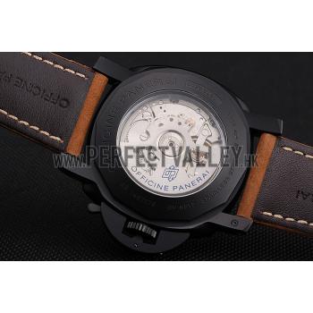 Panerai Luminor 1950 3 Days Power Reserve Black Dial Black Case Brown Suede Leather Strap